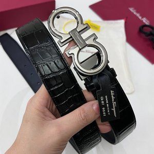 3.5 cm Ferragamo Reversible and adjustable Black Gancini Belt